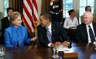 President Obama remarks to the media after a Cabinet Meeting held in the Cabinet Room of the White House on May 1, 2009.