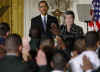 President Barack Obama and Homeland Security Secretary Janet Napolitano attend a naturalization ceremony.