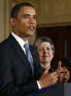 President Barack Obama - May 1-10, 2009 Daily Timeline -.Daily Obama  timeline in photos, graphs, and news. President Barack Obama and his first 111 days as President. Photo: President Barack Obama and Homeland Security Secretary Janet Napolitano attend a naturalization ceremony.
