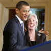 President Barack Obama attends the swearing in ceremonies of two Cabinet Ministers in the White House on May 1, 2009.