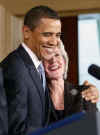 President Barack Obama attends the swearing in ceremonies of two Cabinet Ministers in the White House on May 1, 2009.
