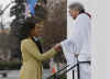 Michelle and Barack Obama meet with Reverend Luis Leon at St. John's Church across from the White House