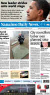 Nanaimo Daily News - January 21, 2009 - The historic inauguration of President Barack Obama as the 44th US President dominates the front page headlines of Canadian newspapers.
