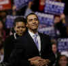 Michelle Obama embraces Barack Obama after he delivers a powerful and passionate message of Yes We Can in Nashua school gym on January 08, 2008. The text below is Senator Barack Obamas famous speech after losing the primary in New Hampshire to Senator Hillary Clinton. This notable Obama speech, given at the Nashua South High School gym, features the passionate "Yes We Can" campaign slogan. This Obama speech inspired popular musical artist will.i.am from the Black Eyed Peas to create a music video featuring various celebrities using excerpts from Obama's speech.  The will.i.am music video, Yes We Can, was given an Emmy for Outstanding New Approaches  Entertainment in 2008.