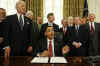 US Presidents have a higher than average tendency to be left-handed. US President Barack Obama signs several documents including his first executive orders and bills using his left hand. Photo: President Obama signs an executive order closing Guantanamo Bay on January 22, 2009 using his left hand