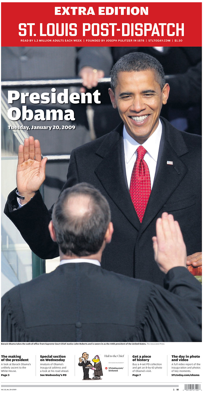 Obama - Newspaper Front Page Headlines of Barack Obama - January 20, 2009 Barack Obama ...