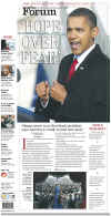 NORTH DAKOTA - US Newspapers - Front Page Headlines - January 20, 2009 - Inauguration of President Barack Obama in Washington, DC. Click on Obama newspaper front page image for a large image.