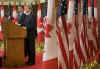 President Barack Obama and Prime Minister Stephen Harper hold a news conference on Parliament Hill after private meetings.