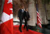 President Barack Obama and Prime Minister Stephen Harper hold a news conference on Parliament Hill after private meetings.